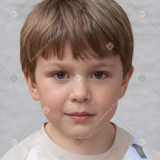 Neutral white child male with short  brown hair and brown eyes