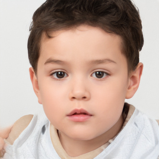 Neutral white child male with short  brown hair and brown eyes