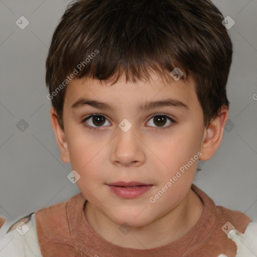 Neutral white child male with short  brown hair and brown eyes