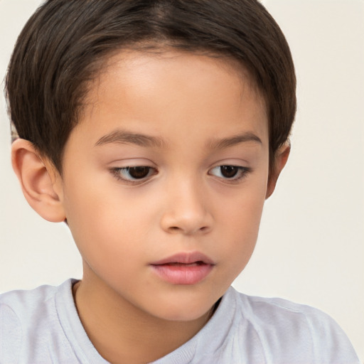 Neutral white child female with short  brown hair and brown eyes