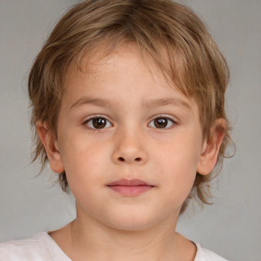 Neutral white child female with medium  brown hair and brown eyes