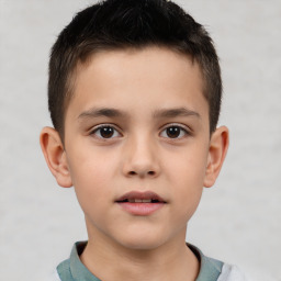 Neutral white child male with short  brown hair and brown eyes