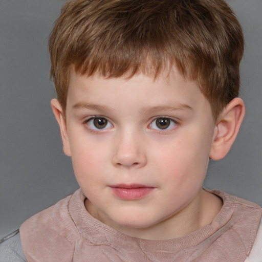 Neutral white child male with short  brown hair and brown eyes