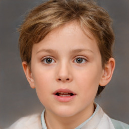 Neutral white child female with short  brown hair and brown eyes