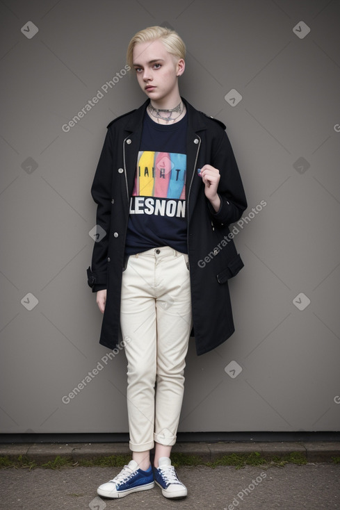 British young adult non-binary with  blonde hair