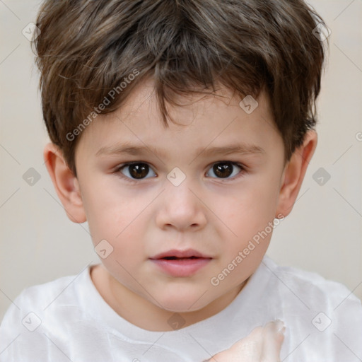 Neutral white child male with short  brown hair and brown eyes