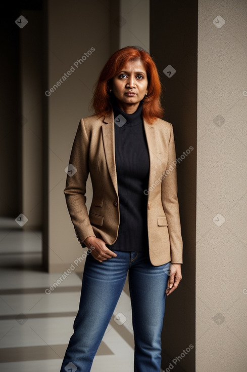 Bangladeshi middle-aged female with  ginger hair