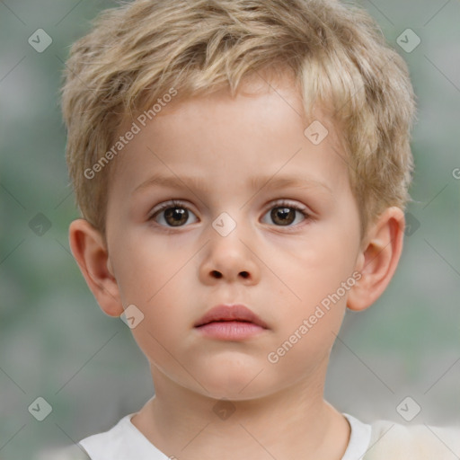 Neutral white child male with short  brown hair and brown eyes