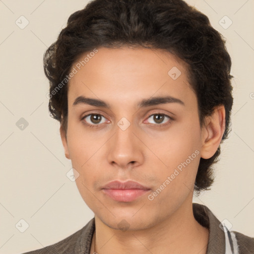 Neutral latino young-adult male with short  brown hair and brown eyes