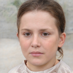 Neutral white young-adult female with medium  brown hair and grey eyes