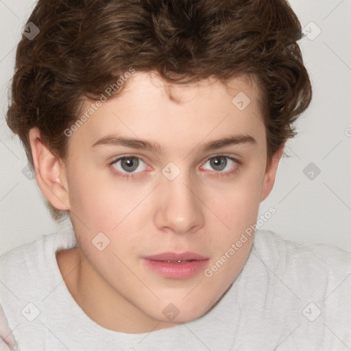 Neutral white child male with short  brown hair and brown eyes