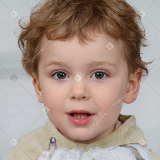 Neutral white child male with short  brown hair and brown eyes