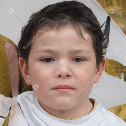 Neutral white child female with short  brown hair and brown eyes