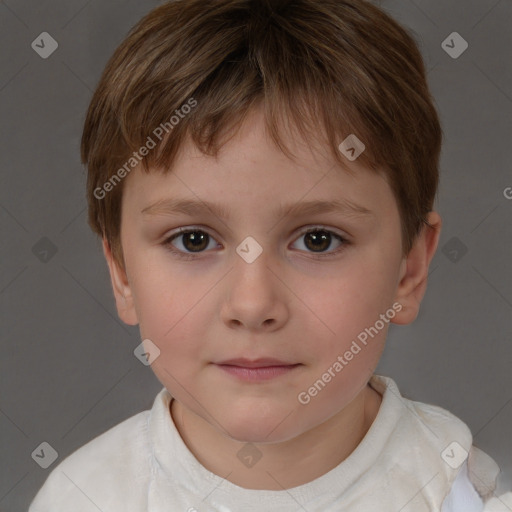 Neutral white child male with short  brown hair and brown eyes