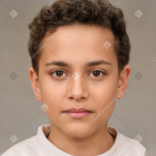 Neutral white child male with short  brown hair and brown eyes