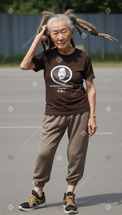 Mongolian elderly female with  brown hair