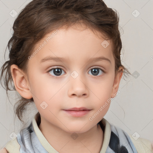 Neutral white child female with medium  brown hair and brown eyes