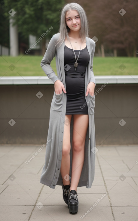 Austrian teenager girl with  gray hair