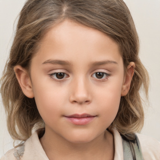 Neutral white child female with medium  brown hair and brown eyes