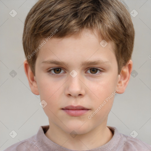 Neutral white child male with short  brown hair and brown eyes