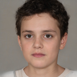 Neutral white child male with short  brown hair and brown eyes