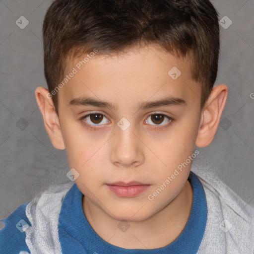 Neutral white child male with short  brown hair and brown eyes