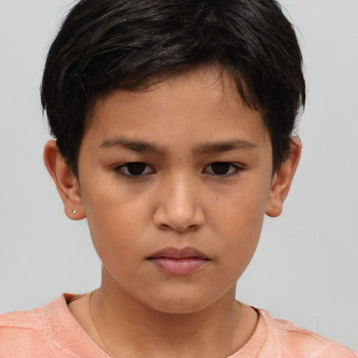 Neutral white child female with short  brown hair and brown eyes