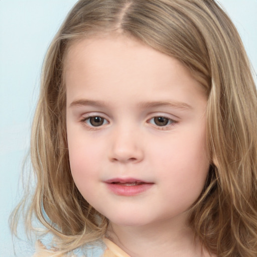 Neutral white child female with medium  brown hair and brown eyes