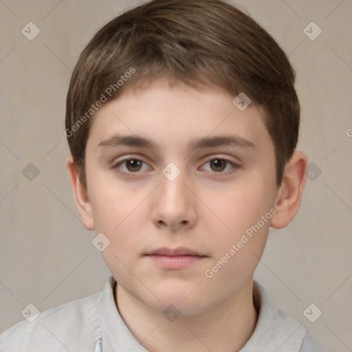 Neutral white child male with short  brown hair and brown eyes