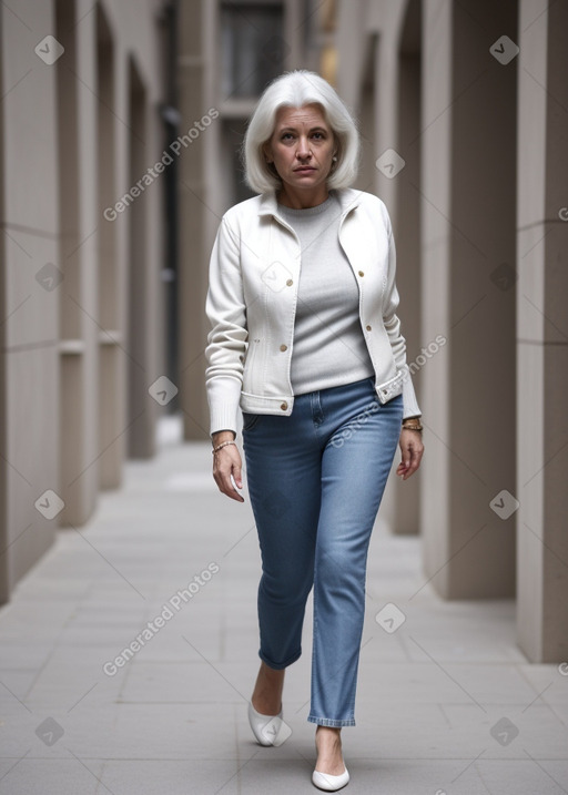 Spanish middle-aged female with  white hair