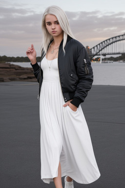 Australian teenager girl with  white hair