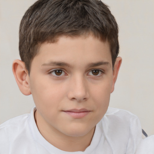 Neutral white child male with short  brown hair and brown eyes