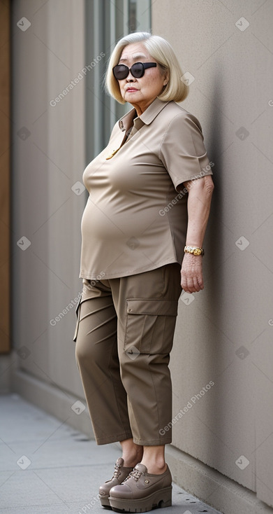 Mongolian elderly female with  blonde hair