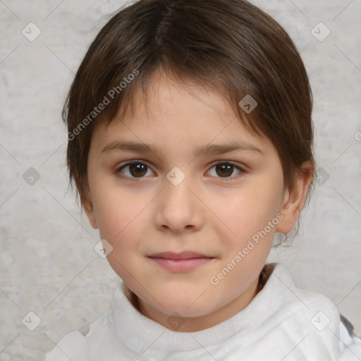 Neutral white child female with medium  brown hair and brown eyes