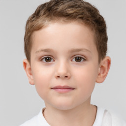 Neutral white child male with short  brown hair and brown eyes