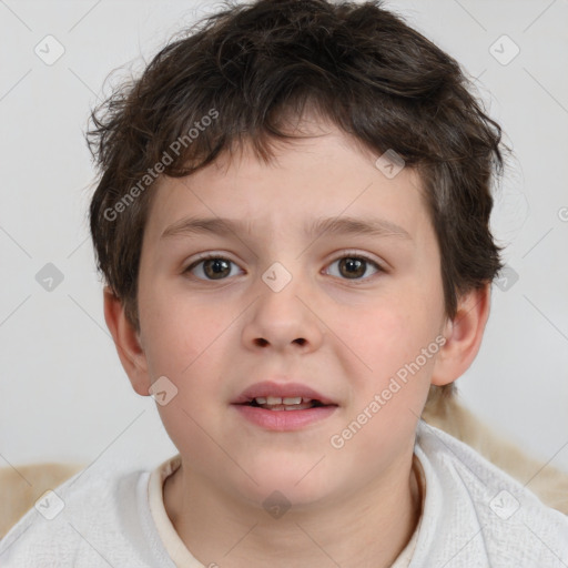 Neutral white child male with short  brown hair and brown eyes