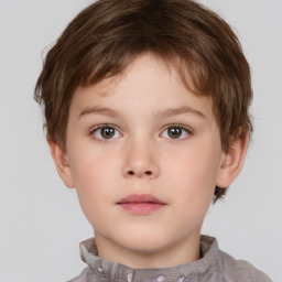 Neutral white child male with short  brown hair and brown eyes