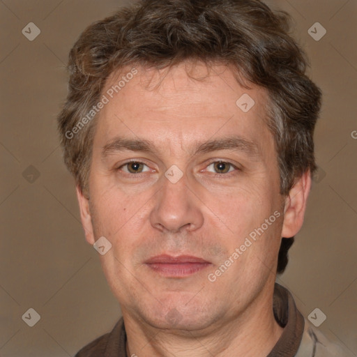 Neutral white adult male with short  brown hair and brown eyes