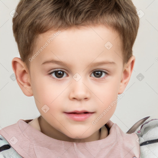 Neutral white child male with short  brown hair and brown eyes