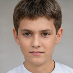 Neutral white child male with short  brown hair and brown eyes