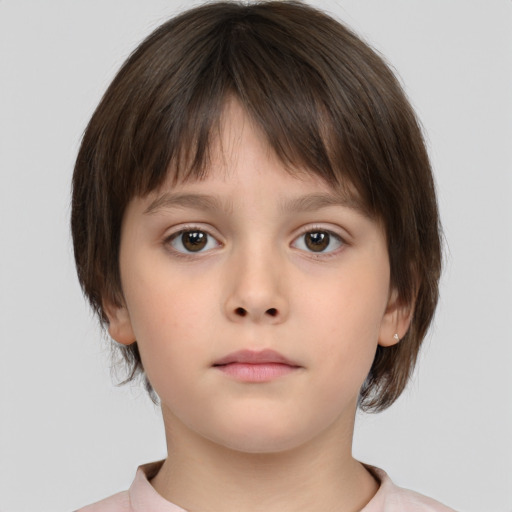 Neutral white child female with medium  brown hair and brown eyes