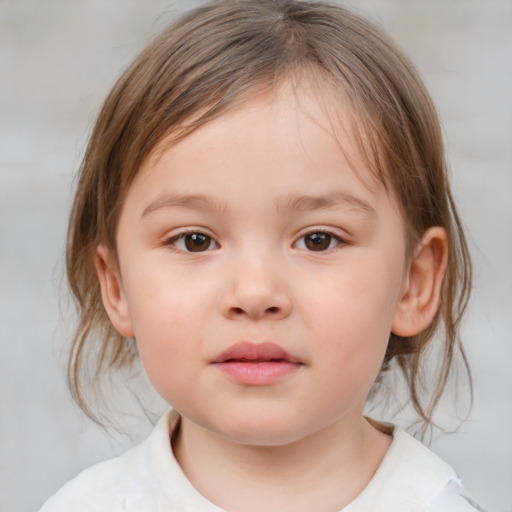 Neutral white child female with medium  brown hair and brown eyes