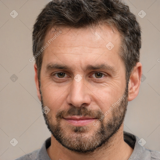 Neutral white adult male with short  brown hair and brown eyes