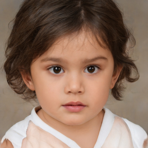 Neutral white child female with medium  brown hair and brown eyes