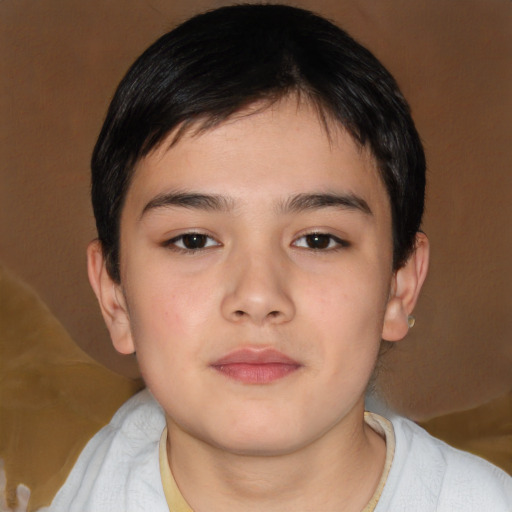 Neutral asian child male with medium  brown hair and brown eyes