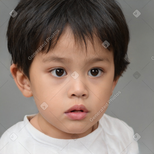 Neutral white child male with short  brown hair and brown eyes