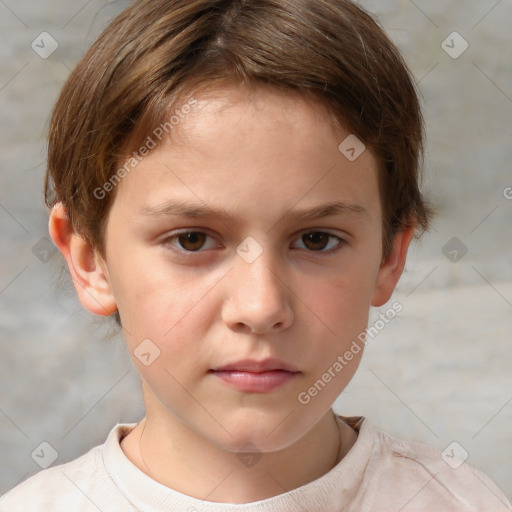 Neutral white child male with short  brown hair and brown eyes