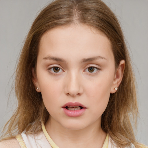 Neutral white child female with medium  brown hair and brown eyes