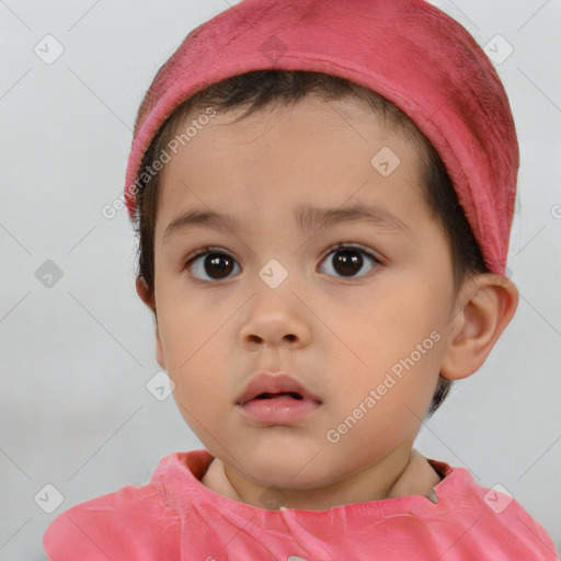 Neutral white child female with short  brown hair and brown eyes