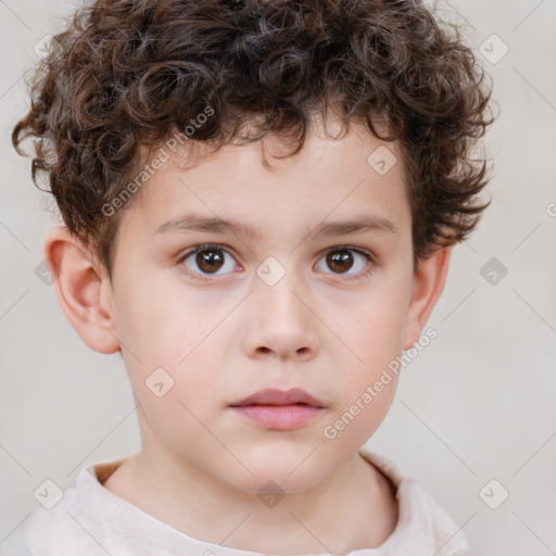 Neutral white child male with short  brown hair and brown eyes